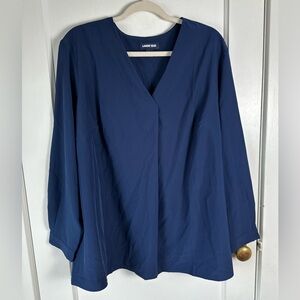 Lands' End Women's Deep Blue V-Neck Blouse